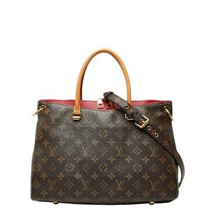 Louis Vuitton Monogram Pallas Handbag Shoulder Bag Cerise Red Brown